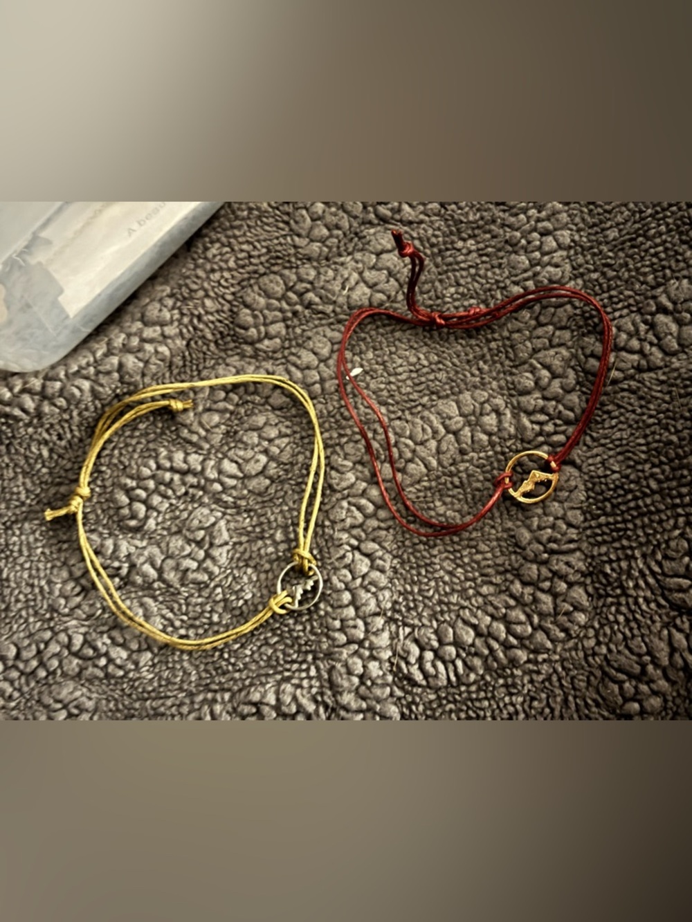 Red and Tan Corded Circle Bracelets